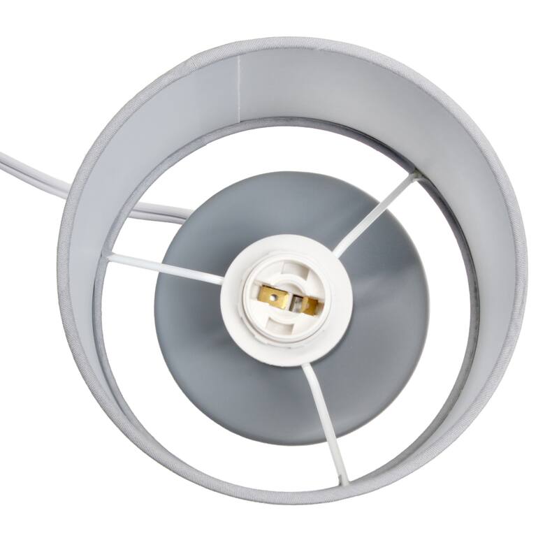 Floral Textured Ceramic Table Lamp with Drum Shade - 10" - Gray