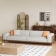 preview thumbnail 11 of 11, Mid-Century Modern 4 Seater Sofa Walnut Cotton Linen Upholstery, Removable Washable Covers, Deep Cushions with Pillows