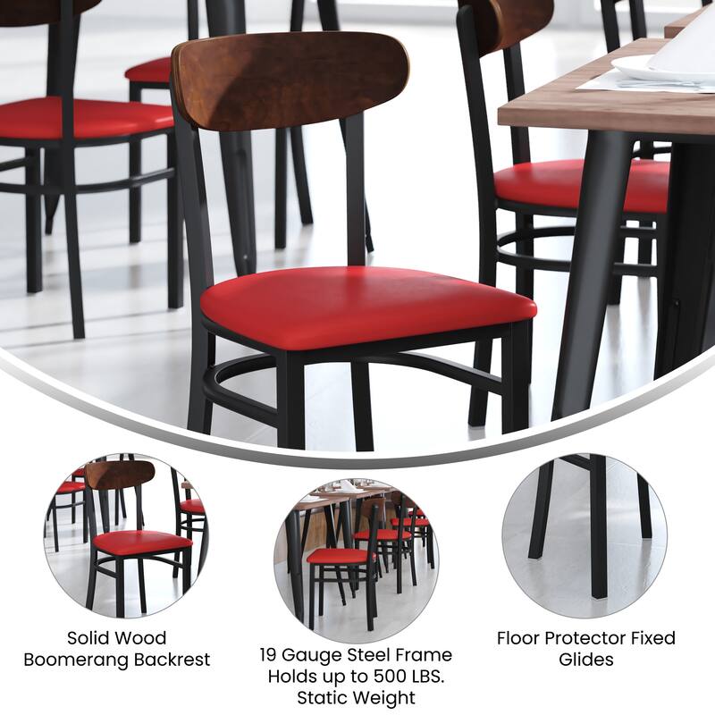 2PK Commercial Metal Dining Chairs with Boomerang Back