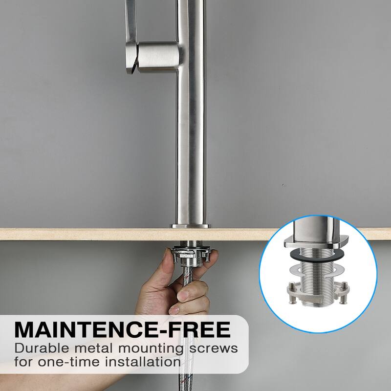 Single Handle Pull Down Sprayer Kitchen Faucet with in Brushed Nickel