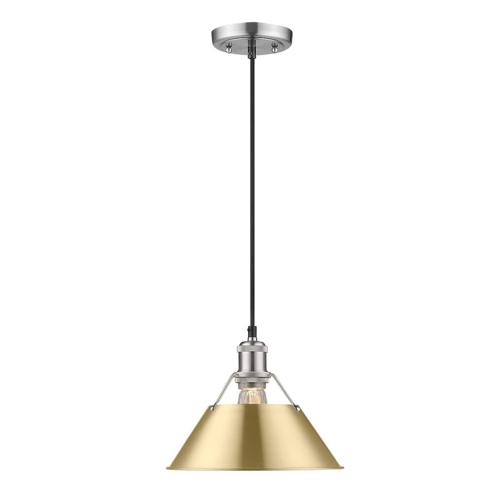 Orwell 10" Wide Medium Pendant in Pewter with Brushed Champagne Bronze - Silver