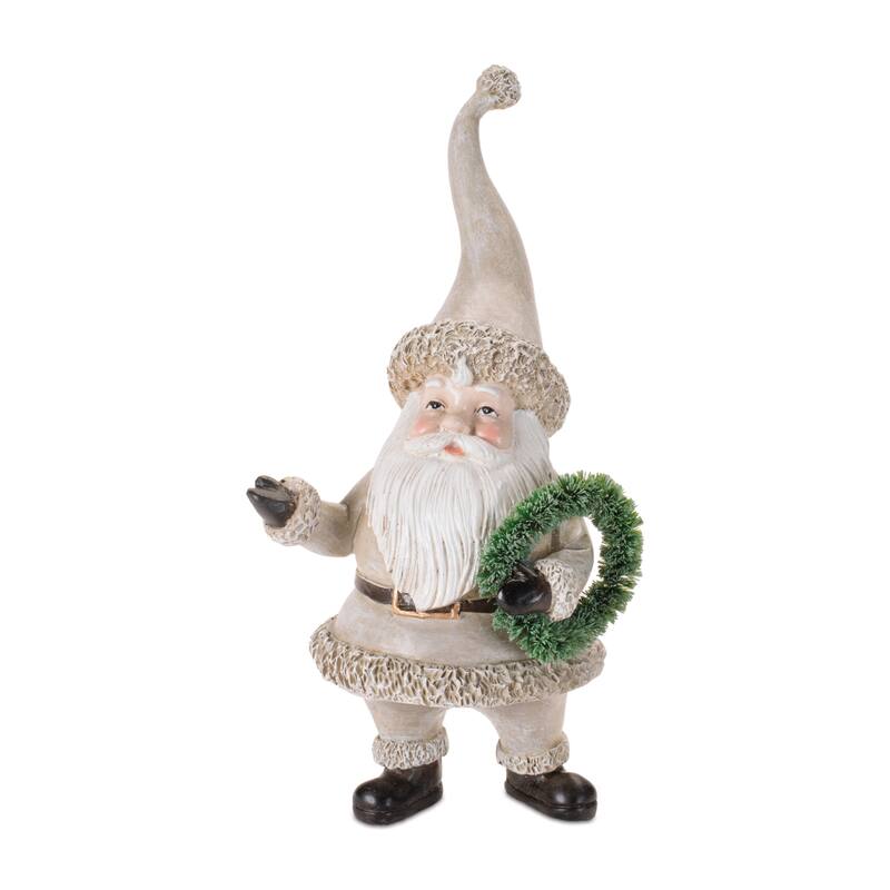 Rustic Santa Figurines with Tree and Wreath (Set of 3)