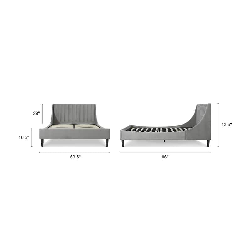 Willow Velvet Upholstered Channel Tufted Platform Bed
