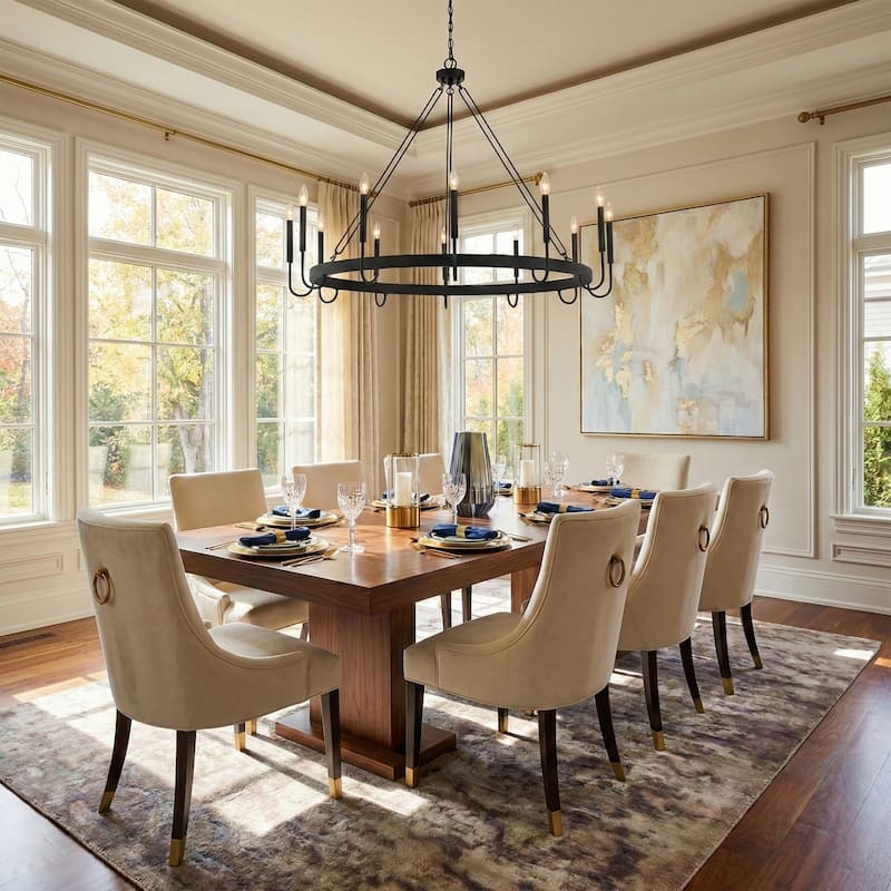 Kiro 12-light 46In Farmhouse Candle Wagon Wheel Chandelier with UL Certified - 46''