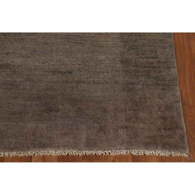 Dark Brown Gabbeh Oriental Rug Hand-Knotted Wool Carpet - 5'1" x 6'8"