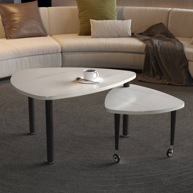 Rotating Coffee Table with Storage, 360° Swivel Modern Cocktail Table, Solid Wood Legs & Easy Assembly