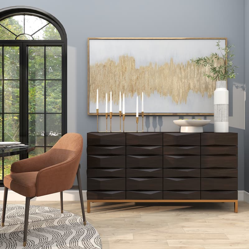 CosmoLiving by Cosmopolitan Canvas Glitter Flakes Geode Living Room Framed Wall Art with Gold Frame