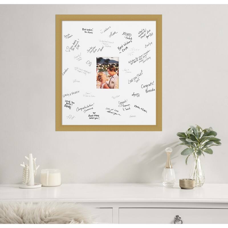 Grace Signature Mat Picture Frame - Autograph Photo Frame Guest Book Alternative for Weddings, Graduations, or Retirement