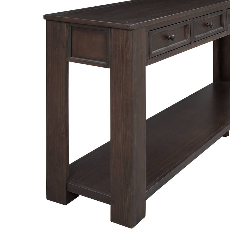 Modern Console Table/Sofa Table with Storage Drawers and Bottom Shelf for Entryway Hallway