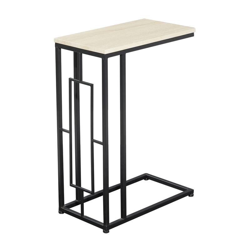 Metal C-Shaped Accent Table with Black Metal Base - Roche River Decor - Cream