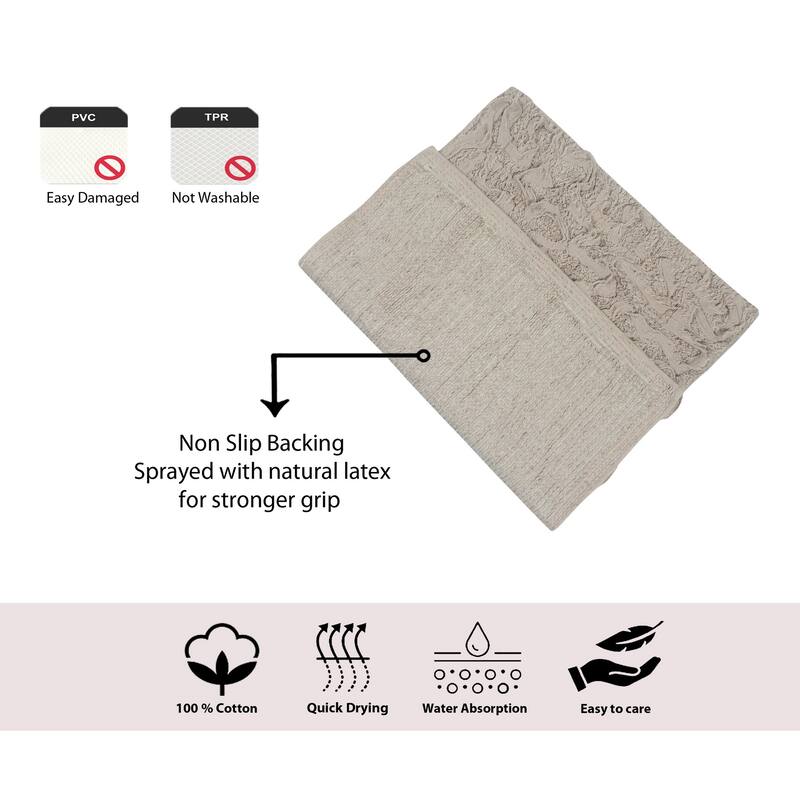 Home Weavers Modesto Collection 100% Cotton Bath Rug, Non-Slip Bath Rug, Extra Soft, Machine Wash, 4 Pcs Set with Runner