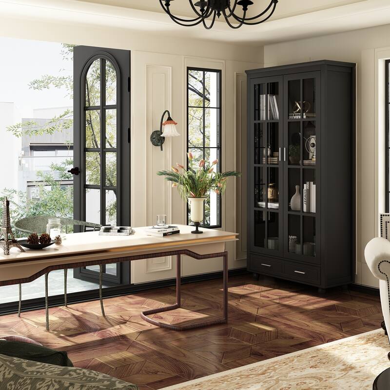 Tall Bookcase Storage Cabinet Pantry Cabinet Wooden Bookshelf Display - 36.2"X70.9"