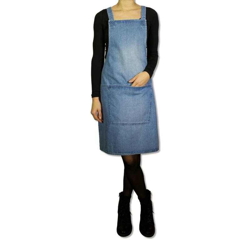 Suspender-Style Unisex Adult Kitchen Apron - 30.75" - Blue