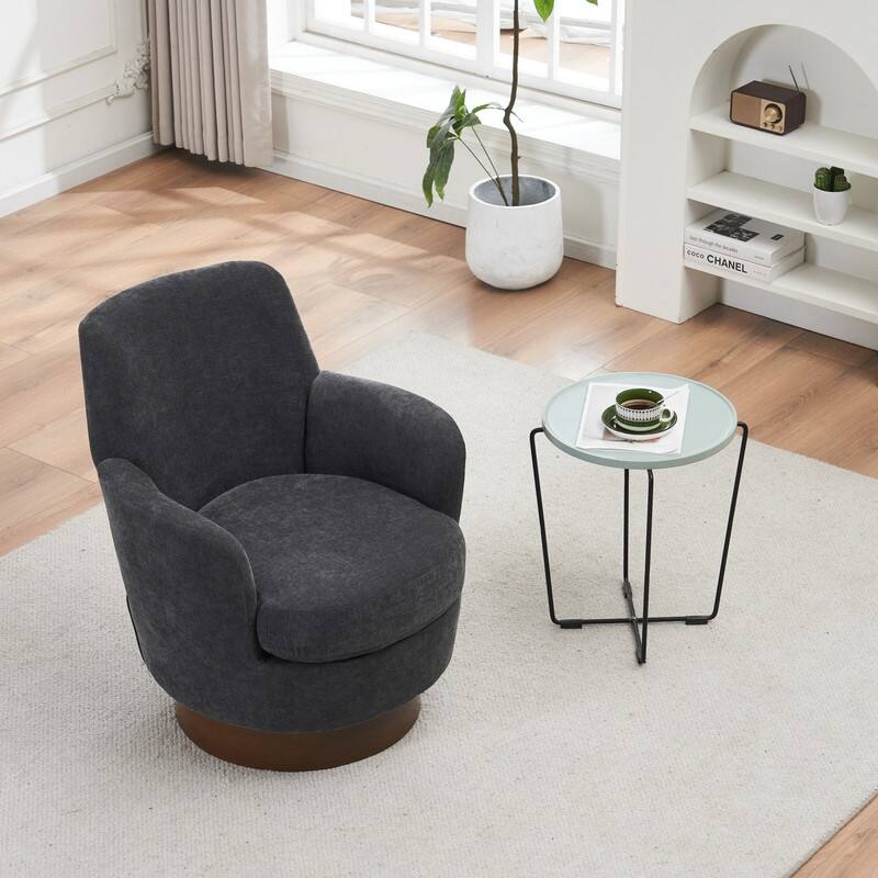 Sofa and Comfortable Swivel Barrel Chair with Gold Stainless Steel Base 
