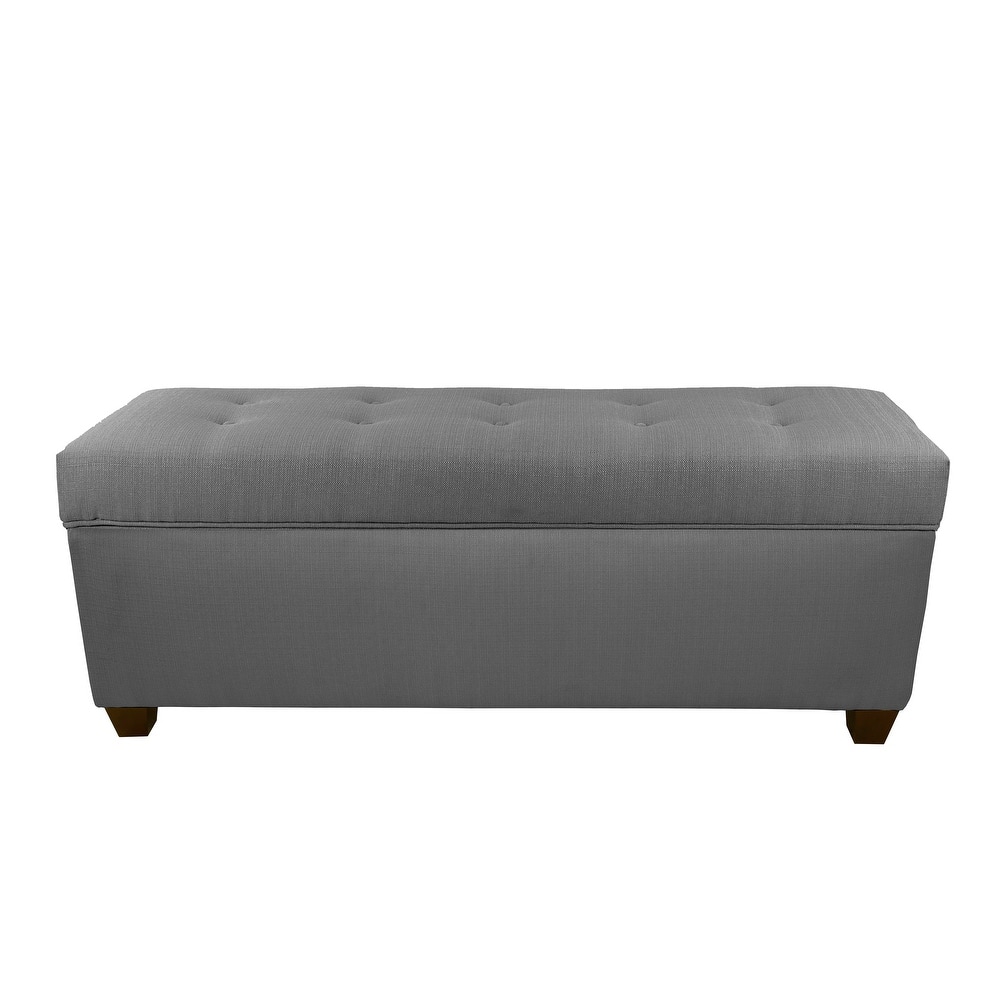Sole Secret Button Tufted Linen Storage Bench