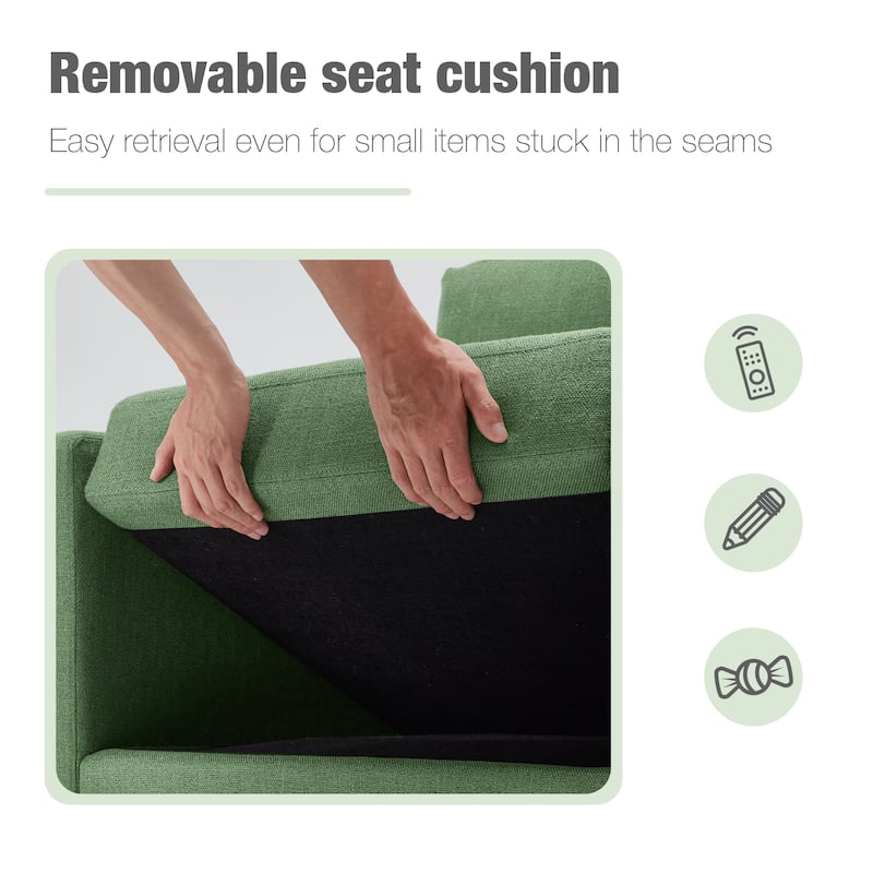 Swivel Accent Chair - Modern Linen Armchair with Removable Cover for Living Room & Reception