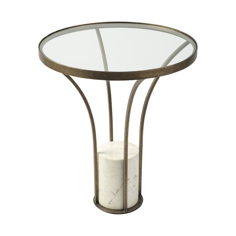 HomeRoots 24" Black And White Glass Round End Table - 21' X '24' X '21