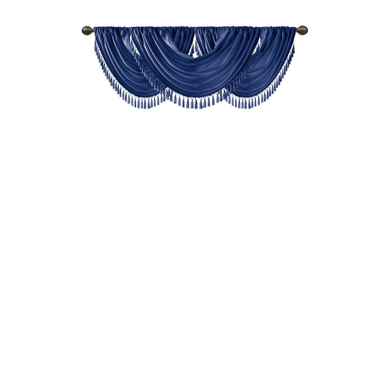 Madison Park Juline Faux Silk Waterfall Embellished Valance - 38 x 46"
