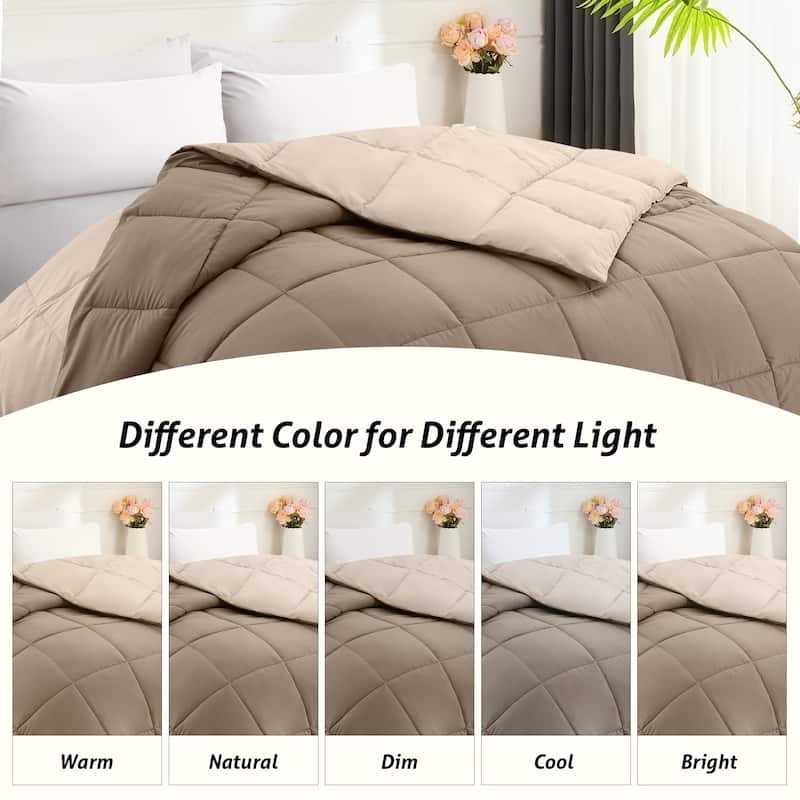JEAREY Ultra-Lightweight Reversible All-Season Comforter, Cooling Down Alternative Duvet Inserts