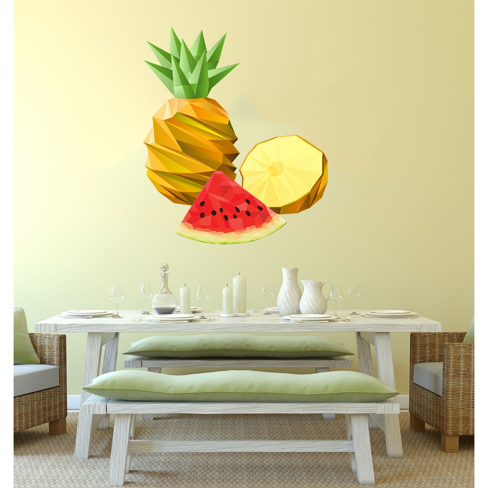 Shop Pineapple Polygonal Wall Decal Watermelon Kitchen Modern Wall Art Sticker Overstock 31864160