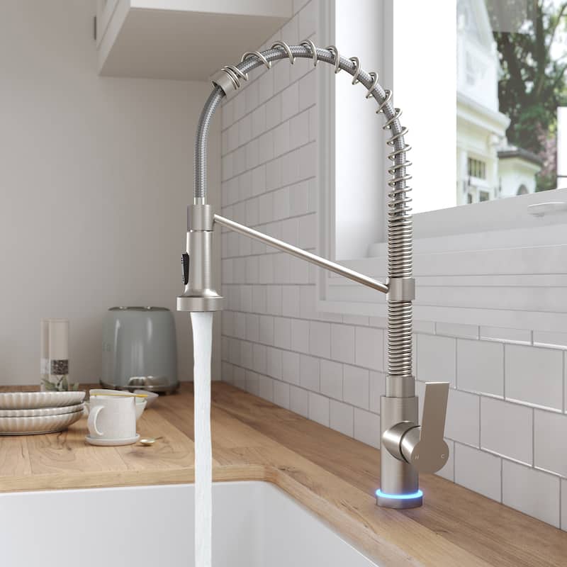 Kitchen Sink Faucet with Pulldown Sprayer Single Handle Spring Pulldown Kitchen Faucet - Brushed Nickel