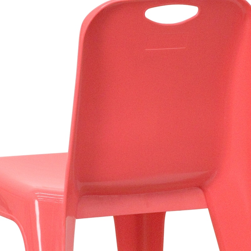 10 Pack Plastic Stackable School Chair with Carrying Handle and 11'' Seat Height - 13.75"D x 12"W x 21.5"H