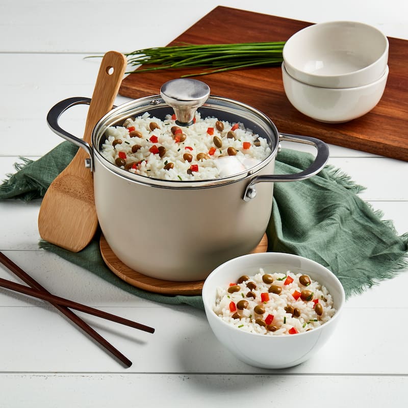 Infuse 5pc Non-Stick Aluminum Rice Cooker Set - Sand