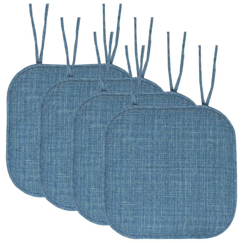 Aria Memory Foam Non-Slip Chair Pad with Ties - Blue - Set of 4