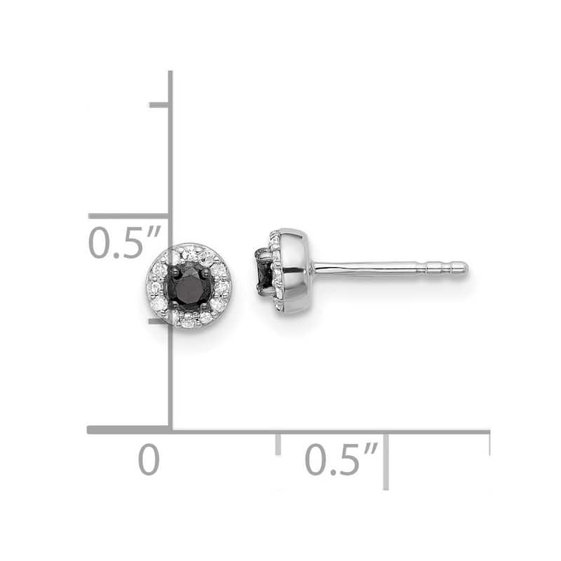 Curata 925 Sterling Silver Black and White Diamond Circle Post Earrings - 5x5mm Wide