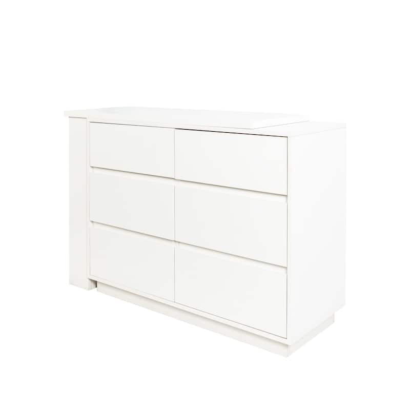 L Shaped Computer Desk with Drawers, Modern Corner Home Office Desk with Reversible Storage Cabinet