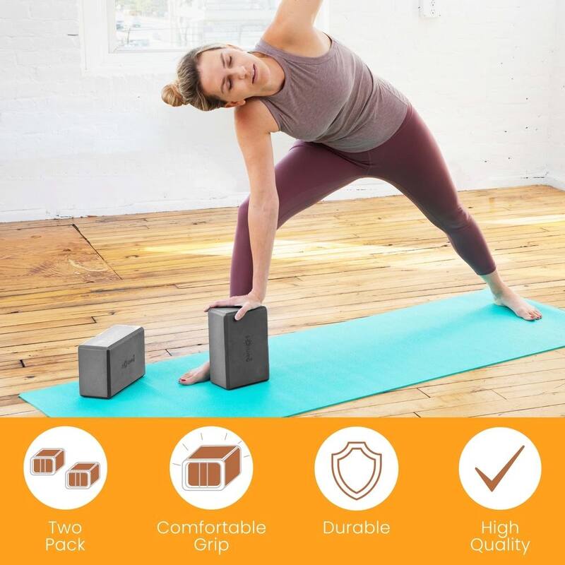 Sol Living Exercise Non Slip Foam Yoga Block 4" x 6" x 9" - 2 Pack