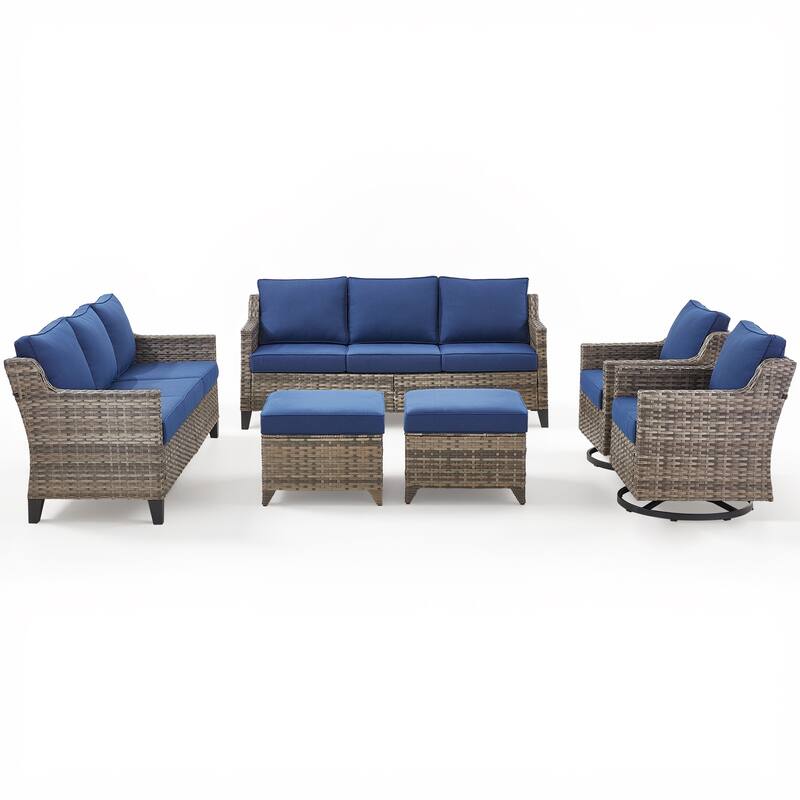 Pocassy Outdoor All-Weather Outdoor Sofa, Swivel Chair, Ottoman Sets