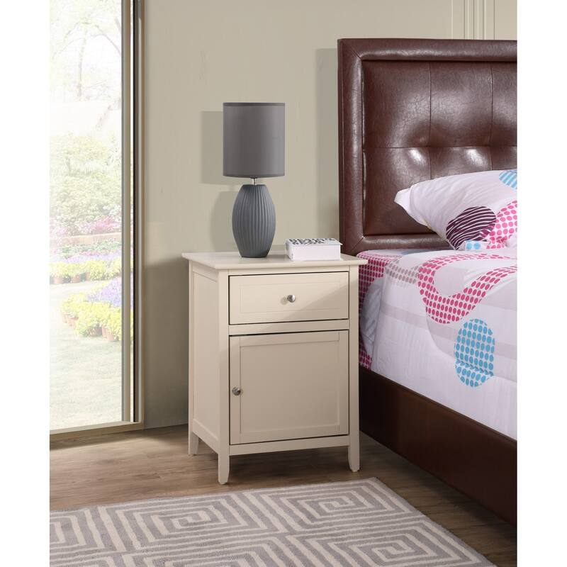 1-Drawer Beige Nightstand with Modern Classic Design and Storage, 25 Inch Versatile Bedroom Side Table