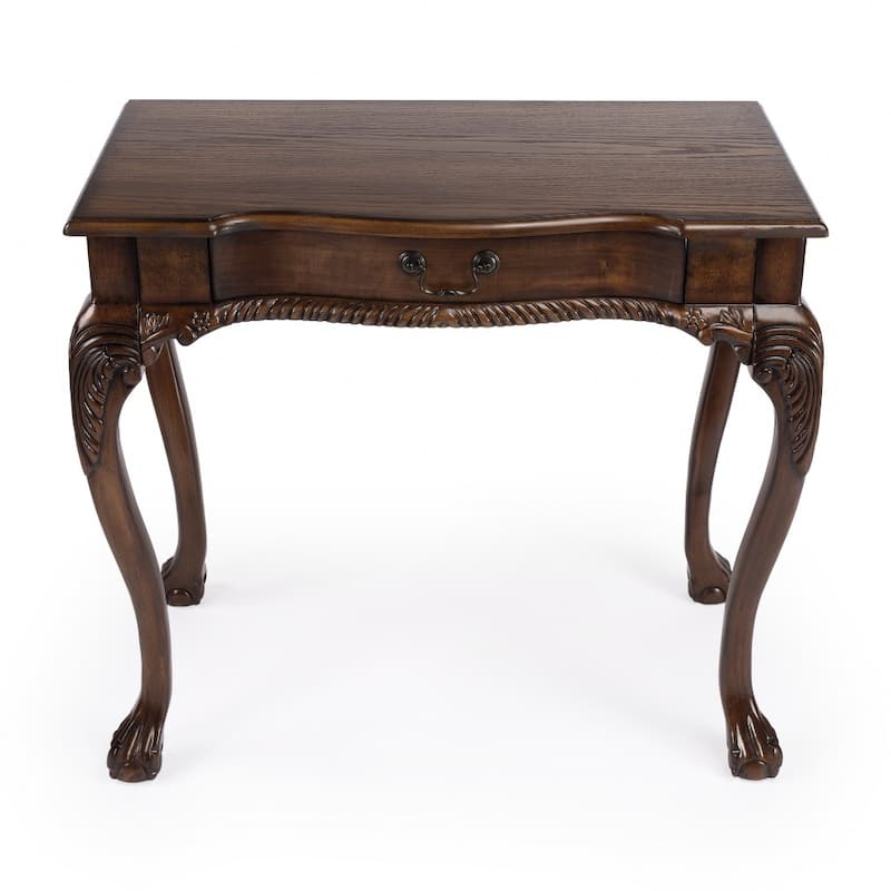 35" Brown Rubberwood Solid Manufactured Wood Writing Desk - Brown