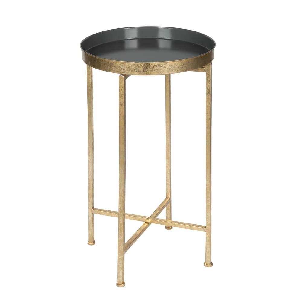Kate and Laurel Celia Round Foldable Metal Accent Table - 14x14x26
