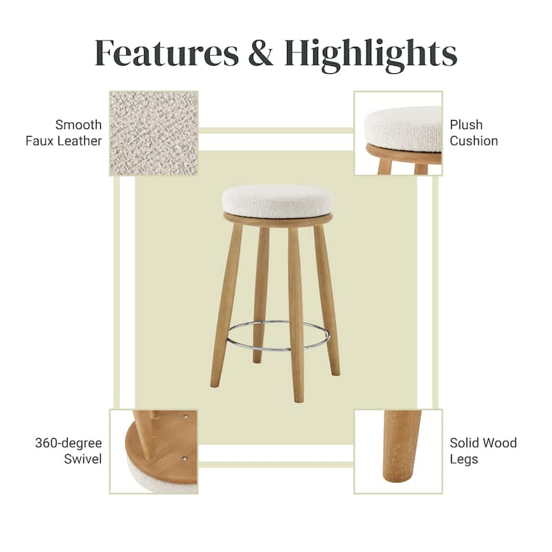 NPD Furniture Deandre Backless Swivel Counter Stool