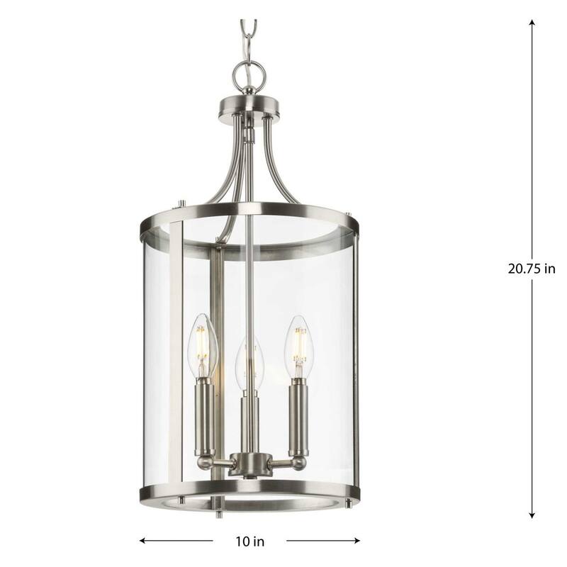 Gilliam Collection Three-Light Brushed Nickel New Traditional Hall & Foyer - 10 in x 10 in x 20.75 in
