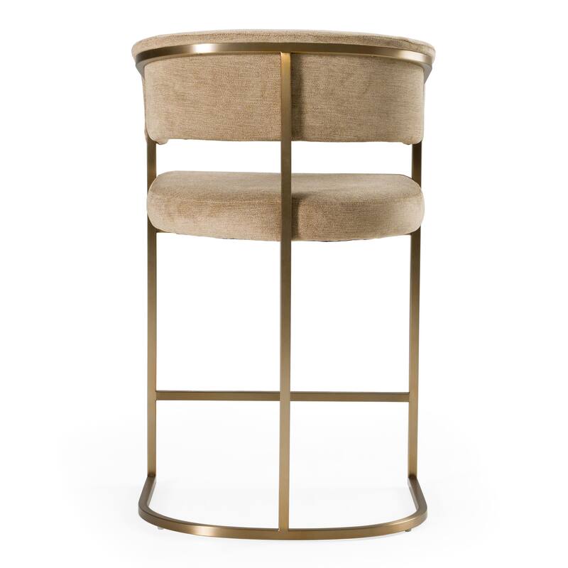 Modrest Sebastian Modern Brown Fabric & Antique Brass Counter Chair