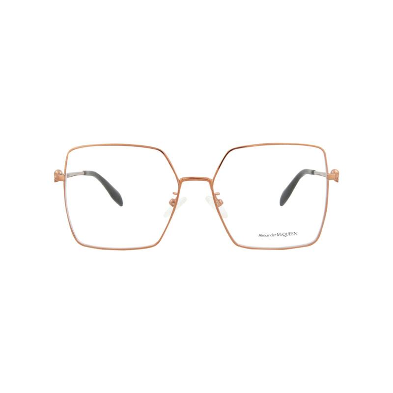 Alexander McQueen Square-Frame Metal Optical Frames - Nude Nude Transparent - Brown