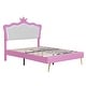 preview thumbnail 6 of 12, Full Size Upholstered Platform Bed with LED Lights and Crown Headboard
