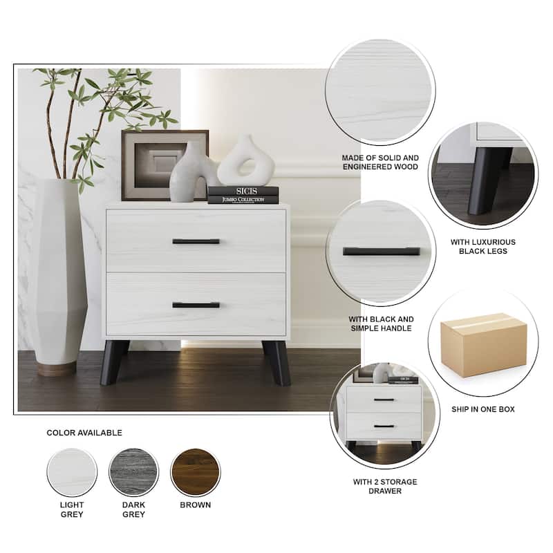 CraftPorch Corduroy 4-pieces Mid-Century Modern White Bed with Light Grey Furniture Bedroom Set