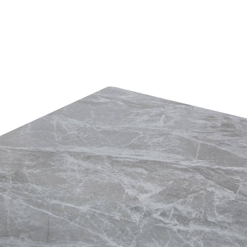 Zayle Mid-Century Modern Glass or Sintered Stone Rectangular Dining Table with Powder-Coated Steel Finish for Kitchen