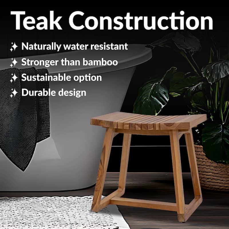 Sunnydaze 19" Teak Shower Bench Seat for Indoor or Outdoor Use