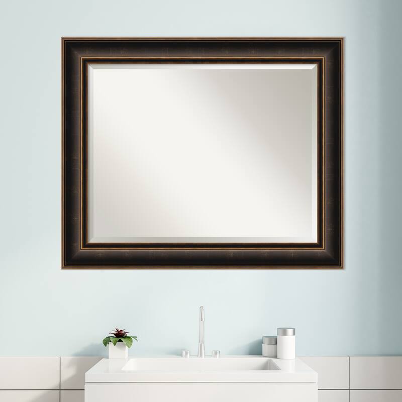 Villa Oil Rubbed Bronze Beveled Wood Framed Bathroom Vanity Wall Mirror - Villa Oil Rubbed Bronze