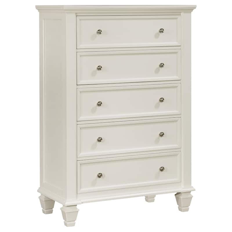 Sandy Beach 5-piece Storage Bedroom Set with Sleigh Headboard