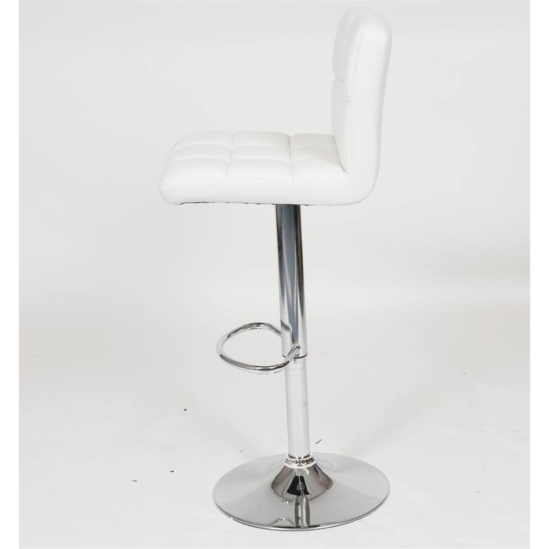Swivel Faux Leather Adjustable Hydraulic Bar Stool (Set of 2)