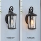 preview thumbnail 7 of 8, 21"H 1-Light Black Outdoor Wall Lantern with Ripple Glass for Porch Patio Entryway