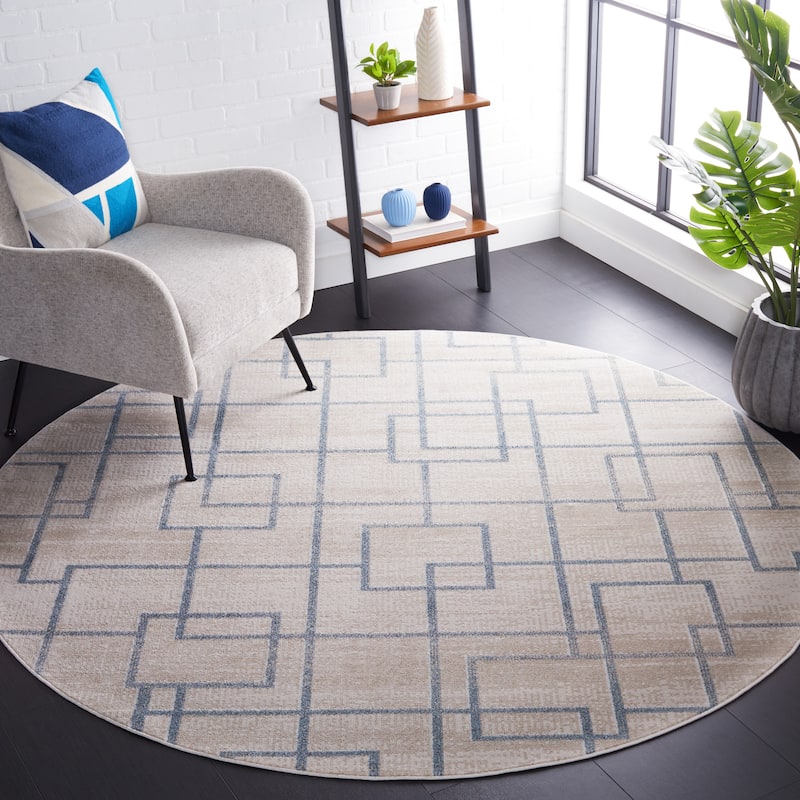 SAFAVIEH Blair Machine Washable Joany Slip Resistant Rug - 6'7" Round - Beige/Grey
