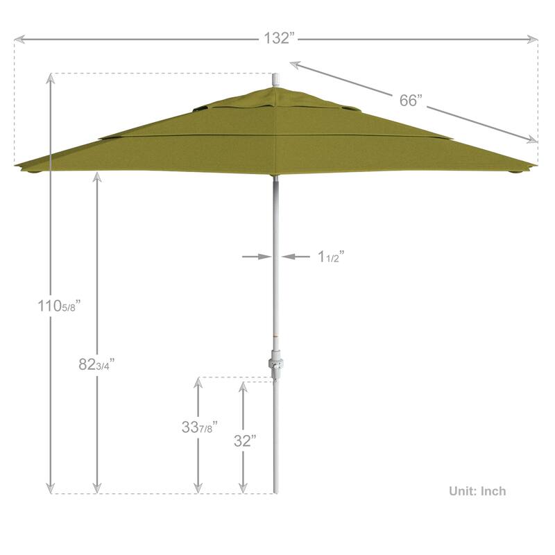 California Umbrella 11' Rd. Aluminum Patio Umbrella, Crank Lift, Collar Tilt, Dbl Wind Vent, White Finish, Sunbrella Fabric