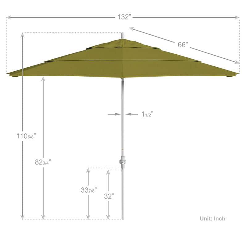 California Umbrella 11' Sun Master Patio Umbrella White Aluminum Pole Fiberglass Ribs Crank Lift Tilt Sunbrella Pacific Blue